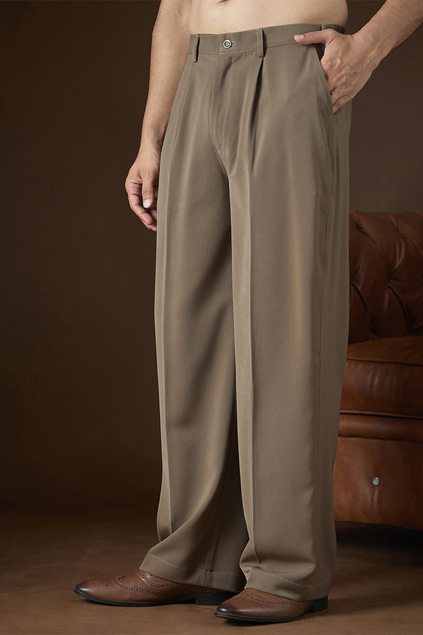 Taupe Modal Solid Regular Korean Pant MBOT1015