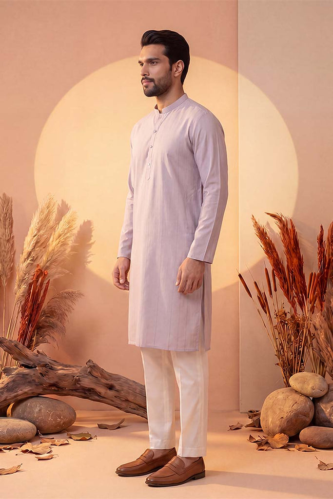 Lavender Silk Blend Solid Solid Kurta With Trousers MKSET2219