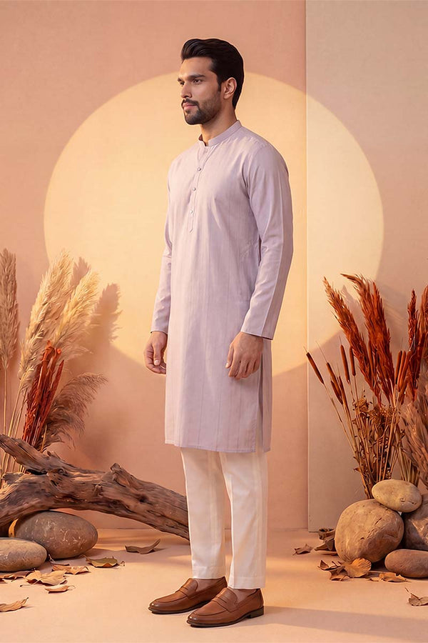 Lavender Silk Blend Solid Solid Kurta With Trousers MKSET2219