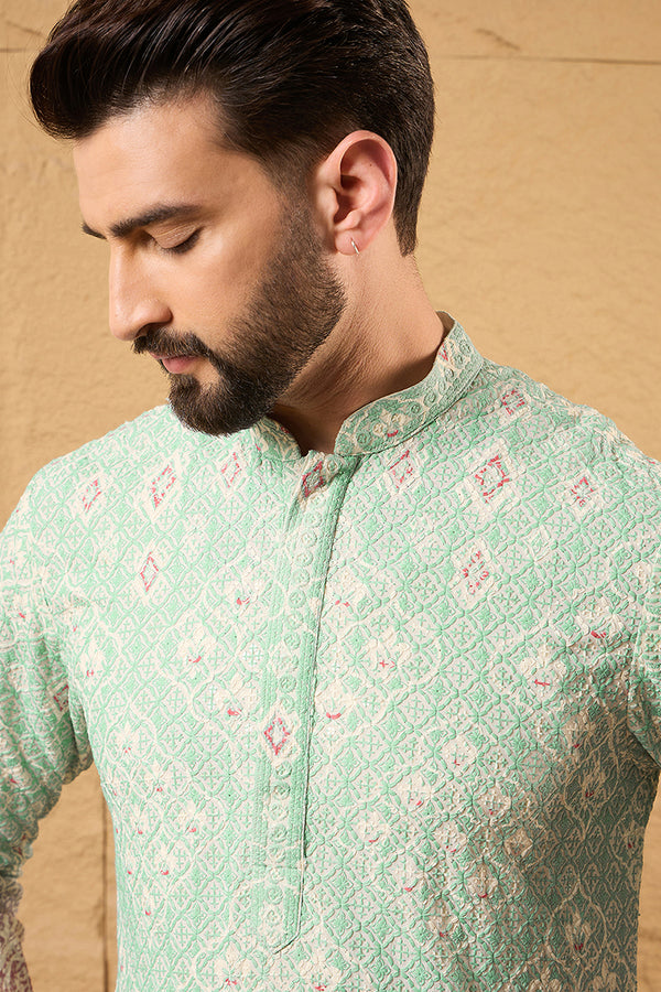 Teal Viscose Rayon Ethnic Motifs Embroidered Straight Kurta with Trouser MKSET1139