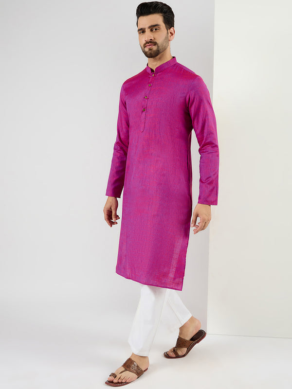 Pink Cotton Solid Woven Design Straight Kurta MKU1100