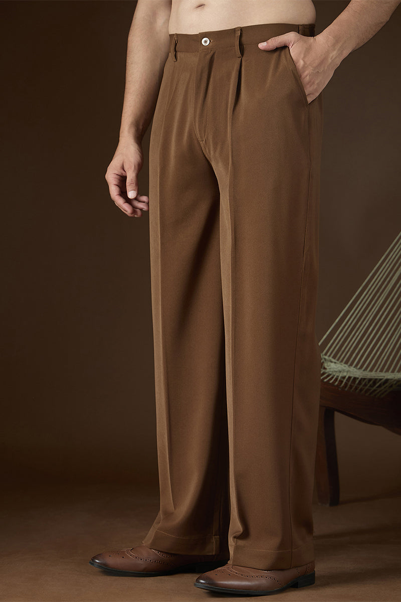 Brown Modal Solid Regular Korean Pant MBOT1014