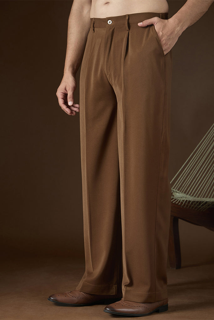 Brown Modal Solid Regular Korean Pant MBOT1014