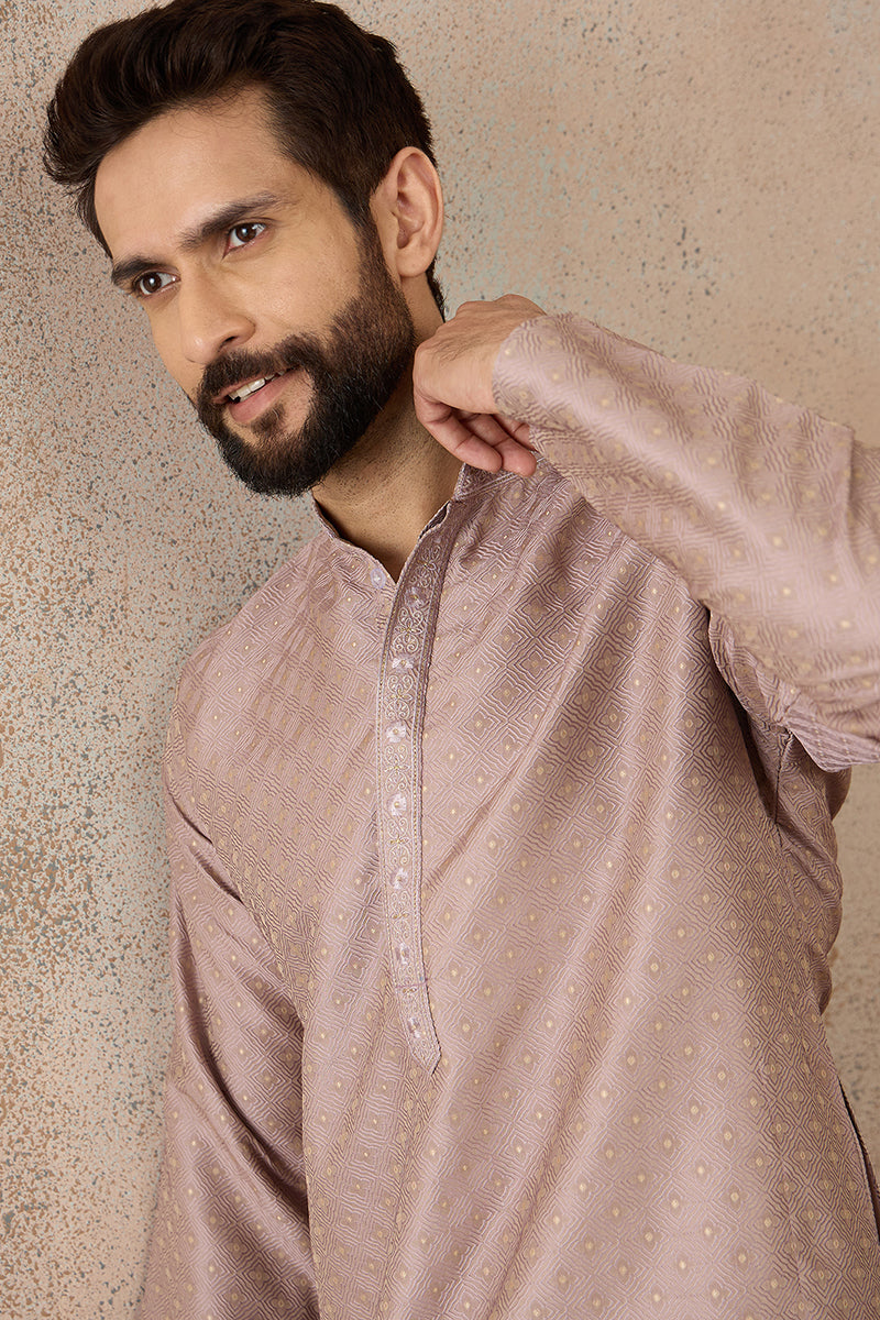 Lavender Silk Blend Floral Embroidered Kurta MKU2325
