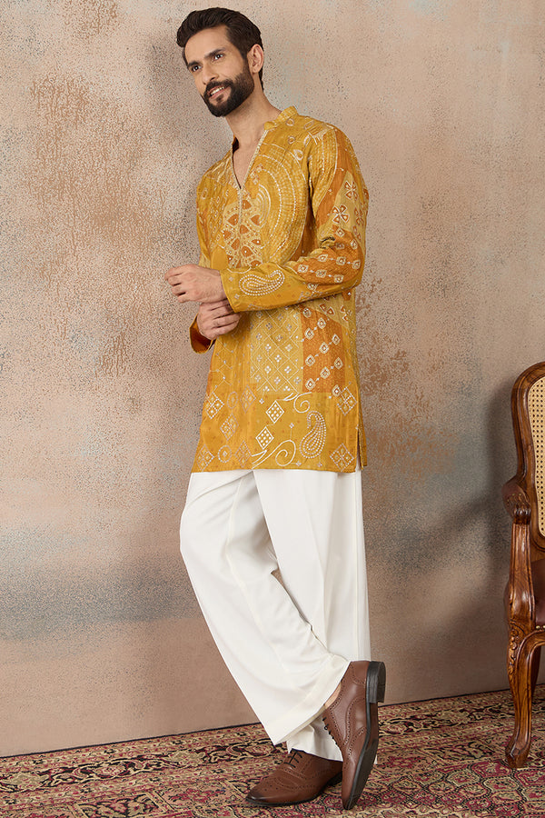 Green Silk Blend Ethnic Motifs Embroidered Kurta MKU2456