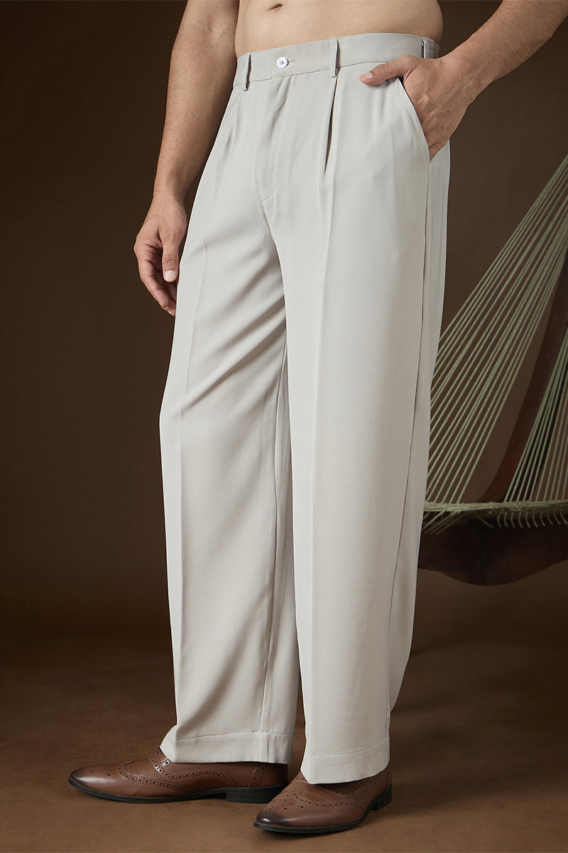 Grey Modal Solid Regular Korean Pant MBOT1016