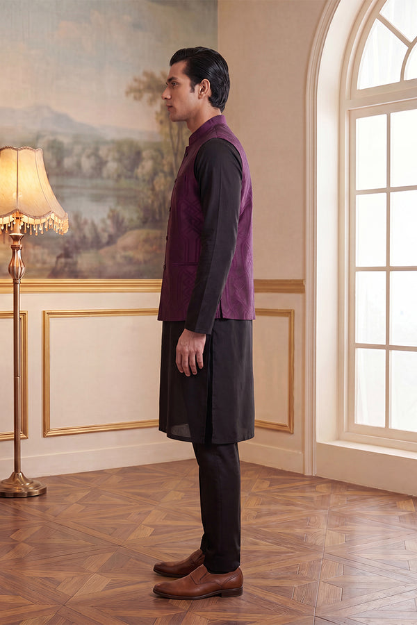 Purple Jacquard Woven Design Solid Koti MKOT1030