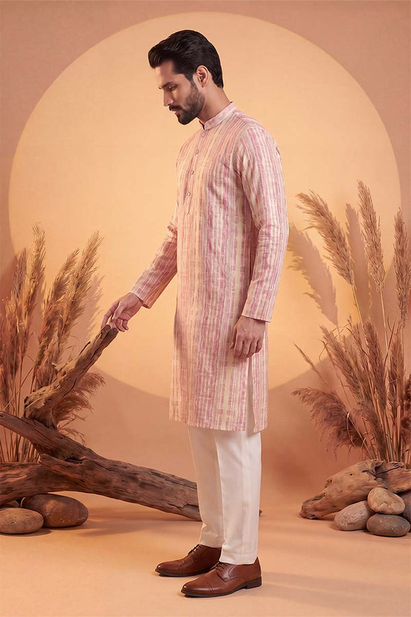 Multi Silk Blend Abstract Printed Kurta With Trousers MKSET2257