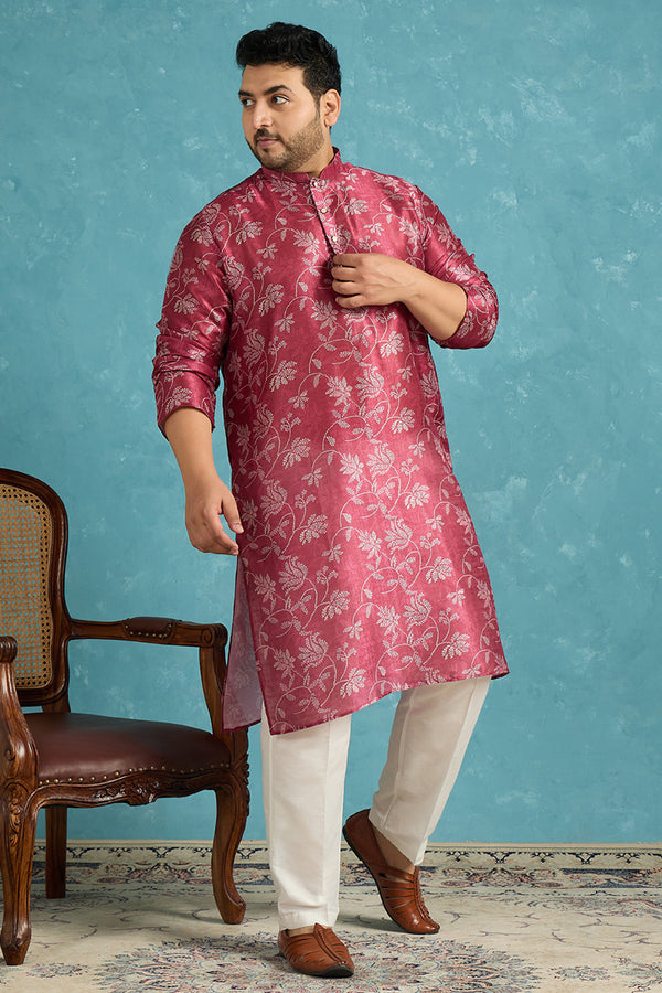 Maroon Silk Blend Floral Printed Kurta MKU1975