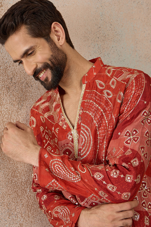 Orange Modal Ethnic Motifs Printed Kurta MKU2457