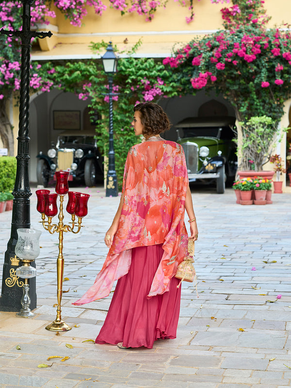 Taneera Readymade Georgette Sharara Set With Shrug