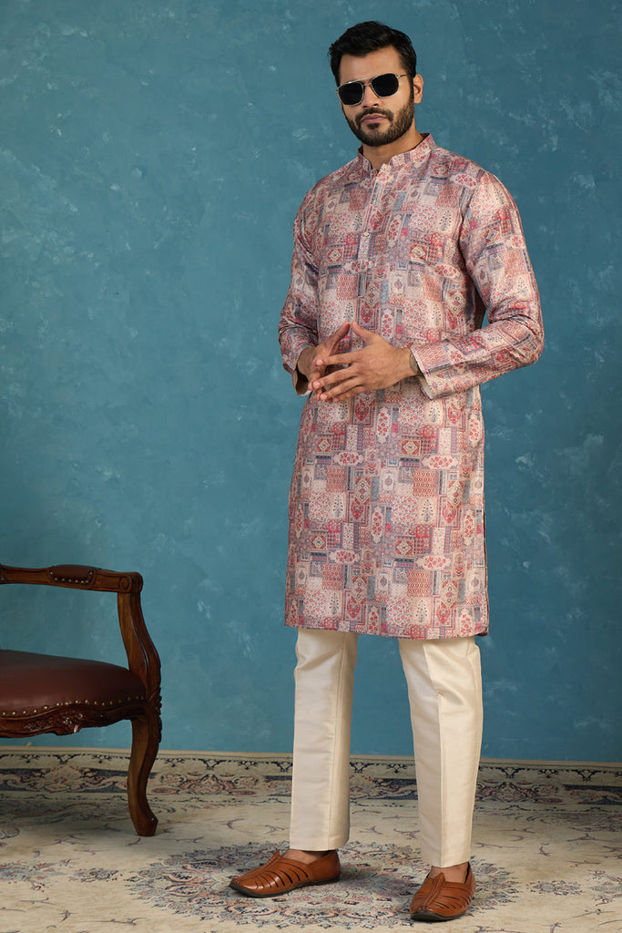 Multi Silk Blend Printed Straight Kurta MKU1939