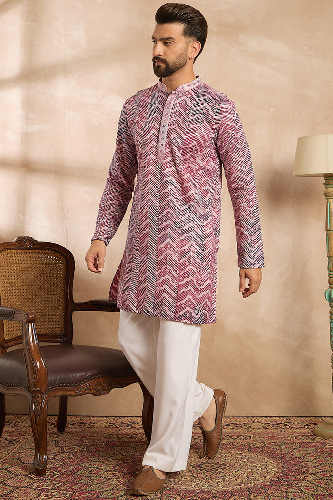 Maroon Silk Blend Solid Embroidered Straight Kurta MKU1729