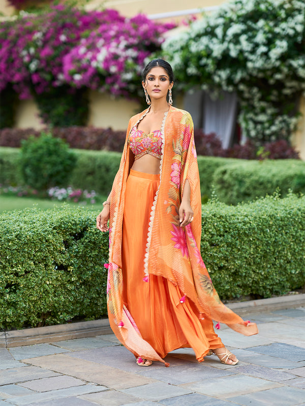 Taneera Readymade Georgette Sharara Set With Shrug