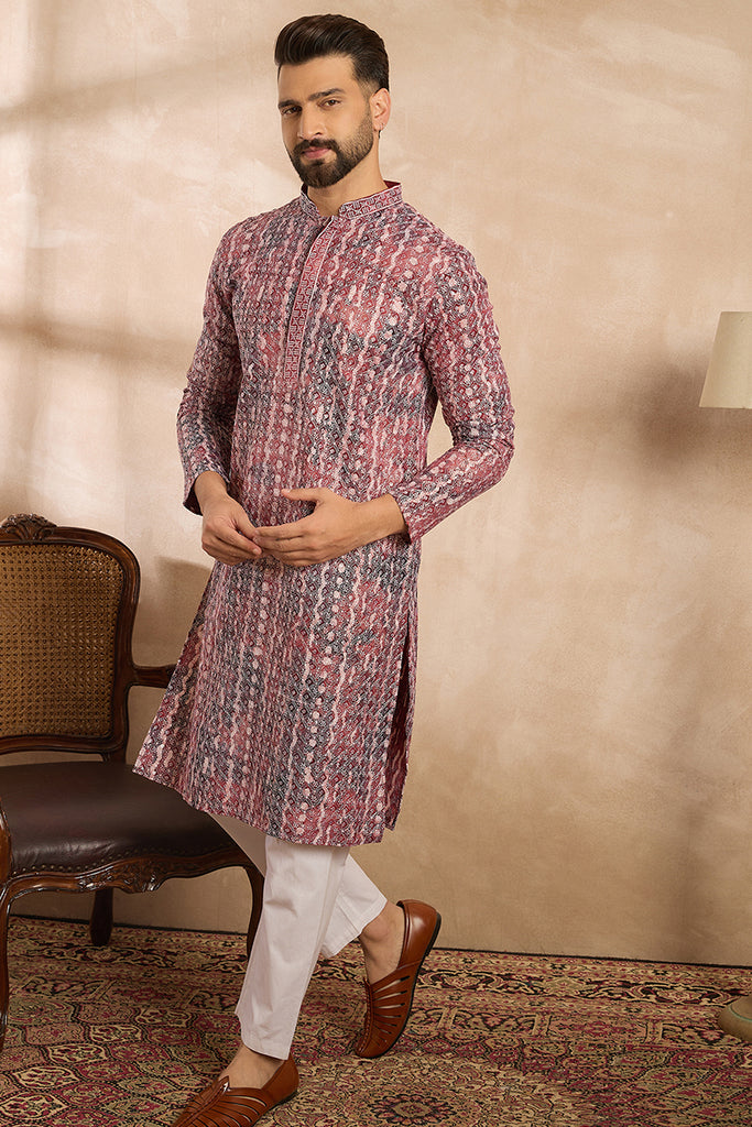 Brown Viscose Rayon Solid Printed Straight Kurta MKU1660