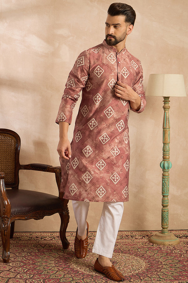 Brown Cotton Solid Embroidered Straight Kurta With Trouser MKSET1825