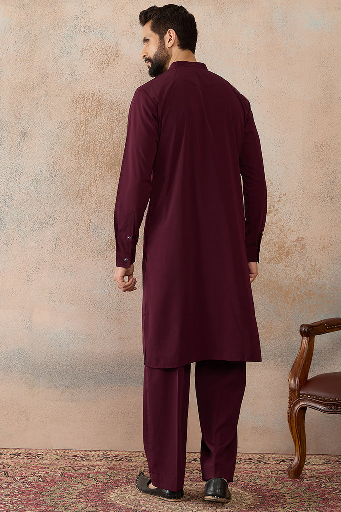 Maroon Silk Blend Ethnic Motifs Printed Kurta With Trouser MKSET2390