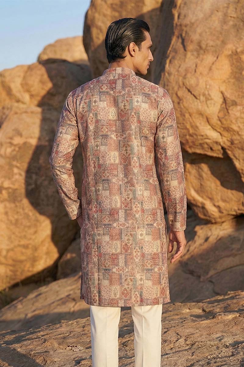 Multi Silk Blend Printed Straight Kurta MKU1939