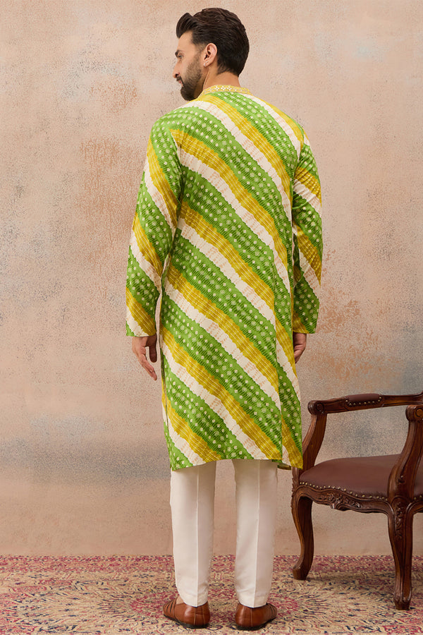 Multi Viscose Rayon Leheriya Printed Kurta MKU2763