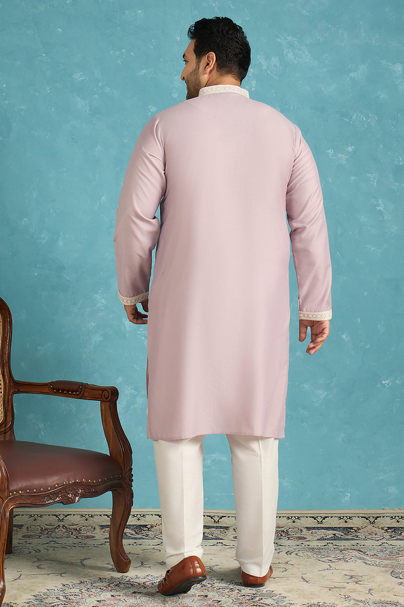 Lavender Silk Blend Solid Sequins Embroidered Kurta MKU2269