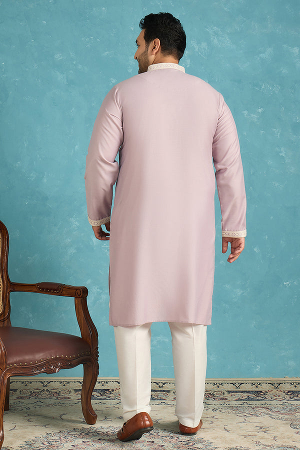 Lavender Silk Blend Solid Sequins Embroidered Kurta MKU2269