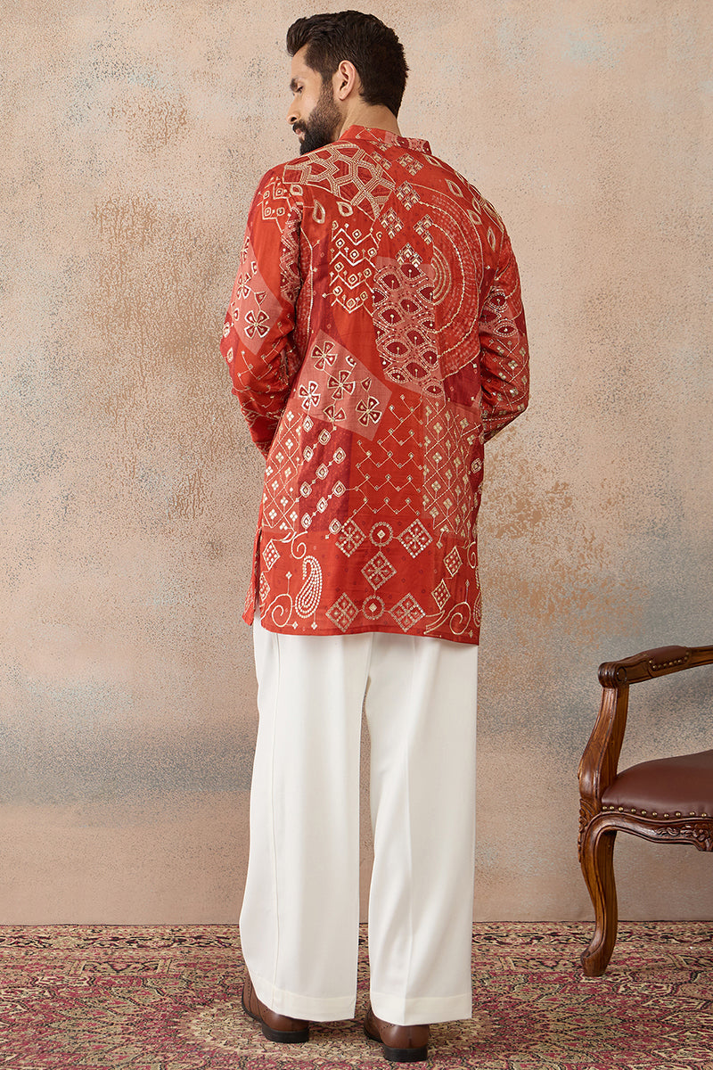 Orange Modal Ethnic Motifs Printed Kurta MKU2457