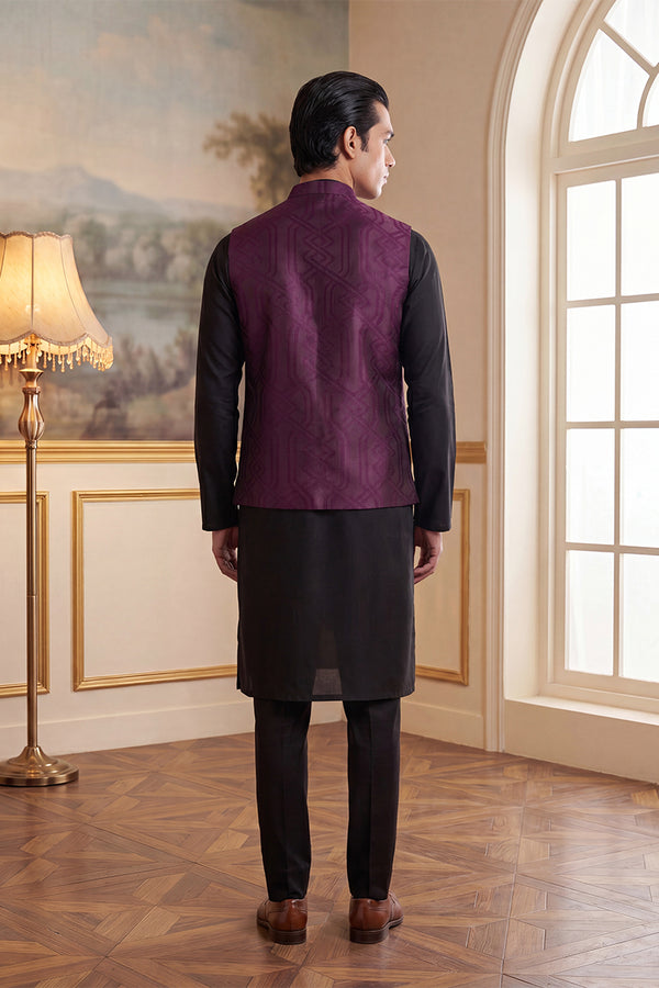 Purple Jacquard Woven Design Solid Koti MKOT1030