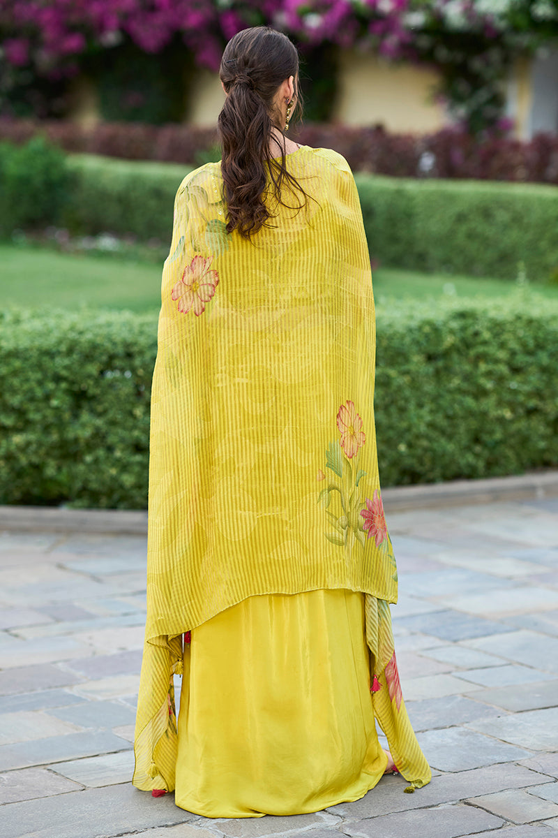 Taneera Readymade Georgette Sharara Set With Shrug