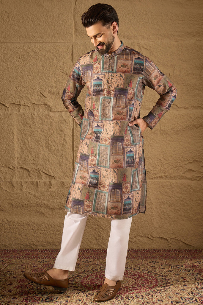 Multi Viscose Rayon Ethnic Motifs Embroidered Straight Kurta with Trouser MKSET1306