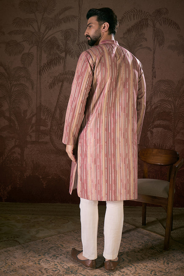 Mauve Silk Blend Floral Printed Straight Kurta With Trouser MKSET1919