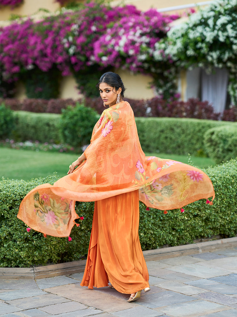 Taneera Readymade Georgette Sharara Set With Shrug