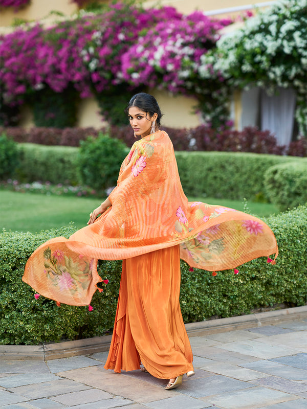 Taneera Readymade Georgette Sharara Set With Shrug