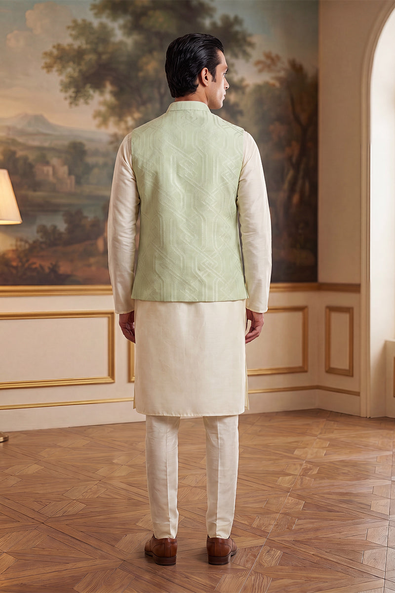 Green Jacquard Woven Design Solid Koti MKOT1039