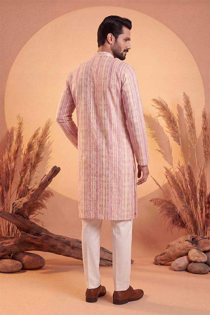 Multi Silk Blend Abstract Printed Kurta With Trousers MKSET2257