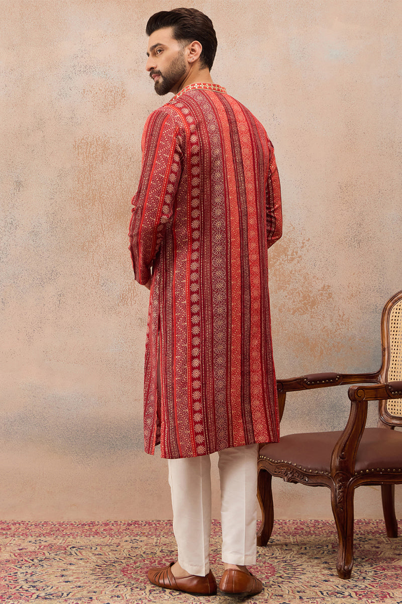 Maroon Viscose Rayon Bandhani Printed Kurta MKU2827