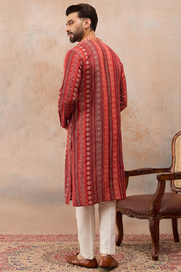 Maroon Viscose Rayon Bandhani Printed Kurta MKU2827
