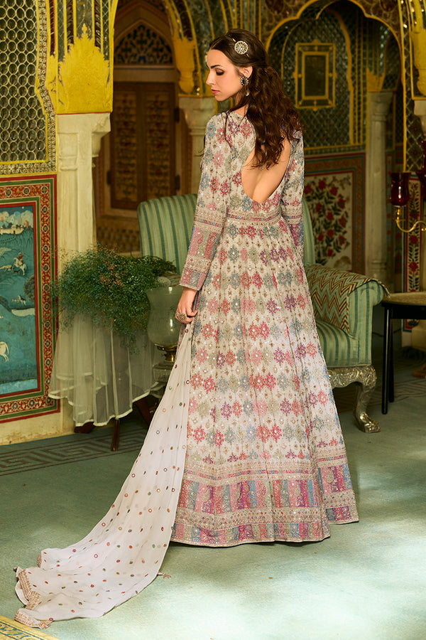 Off White Georgette Embroidered With Hand Work Gown With Dupatta VKSET1541