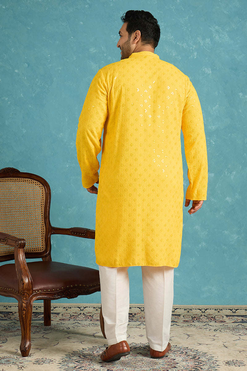 Mustard Viscose Rayon Solid Chikankari Embroidered Kurta MKU1010YLW