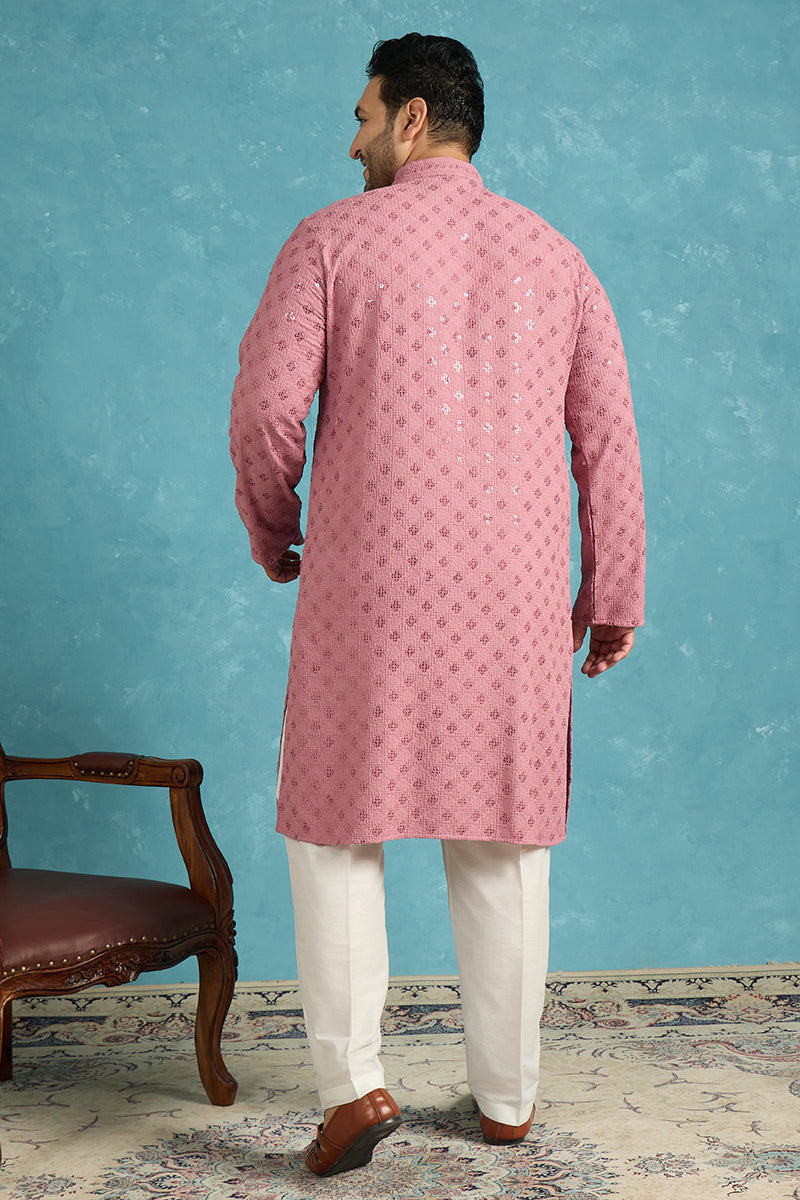 Mauve Viscose Rayon Solid Chikankari Embroidered Kurta MKU1051