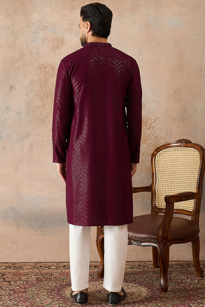 Purple Rayon Embroidered Solid Straight Kurta MKU2187