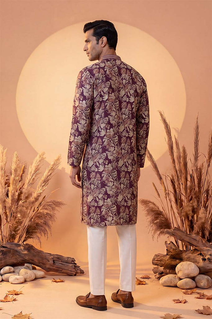 Purple Viscose Rayon Floral Printed Kurta With Trousers MKSET1981