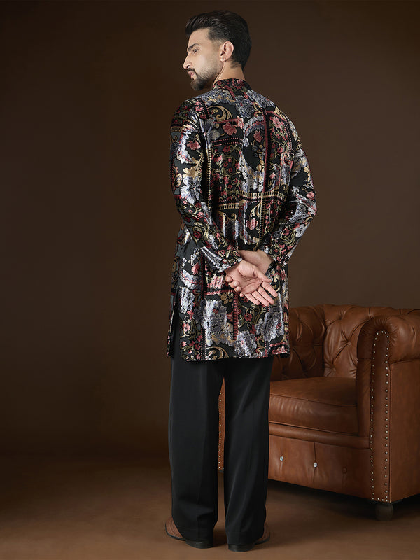 Black Velvet Geometric Printed Kurta MKU2723