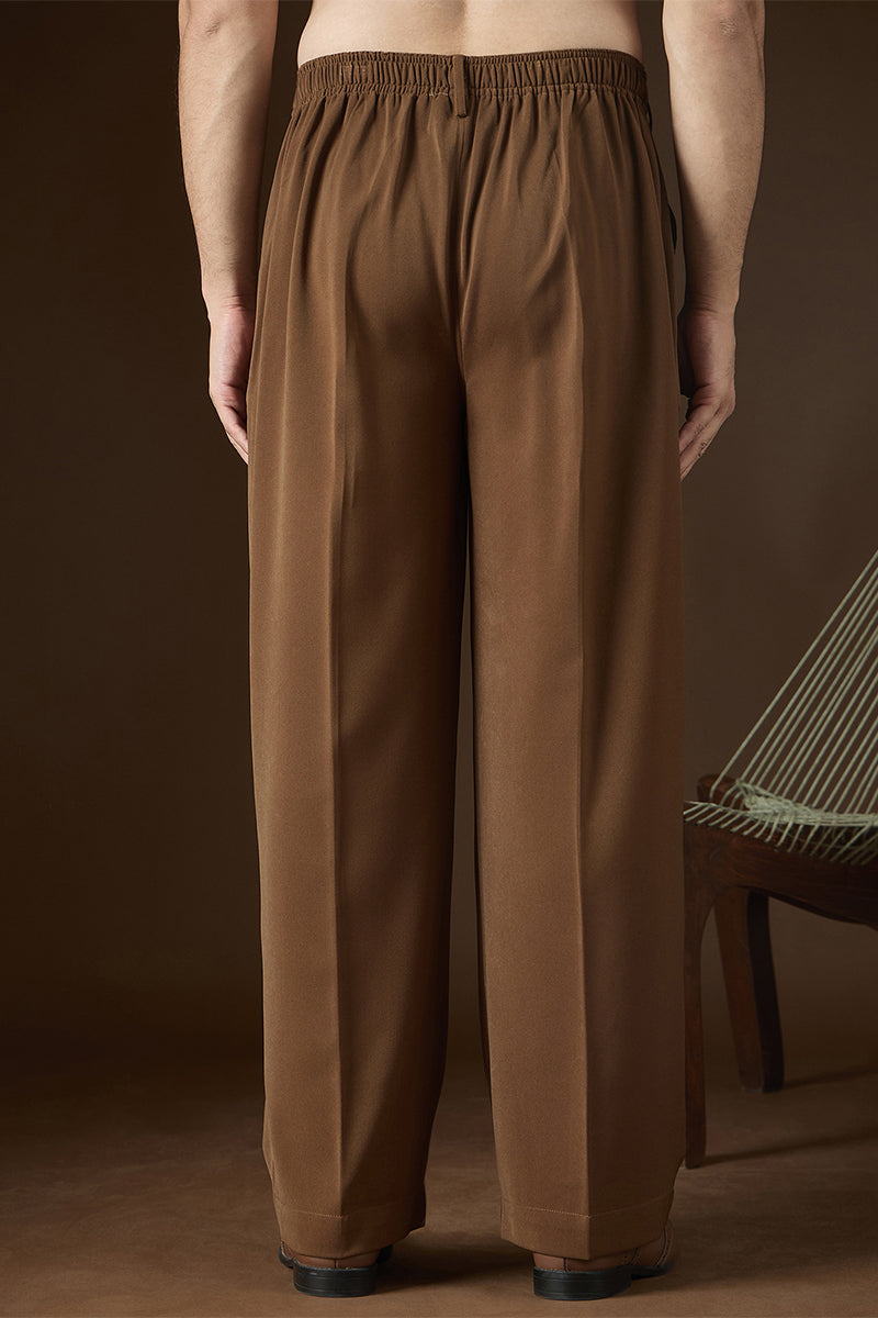 Brown Modal Solid Regular Korean Pant MBOT1014
