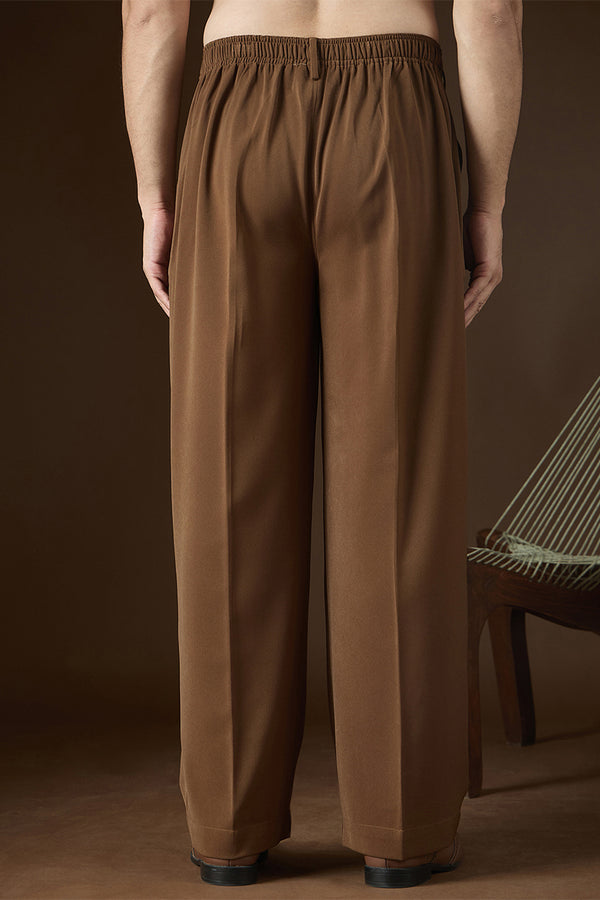 Brown Modal Solid Regular Korean Pant MBOT1014