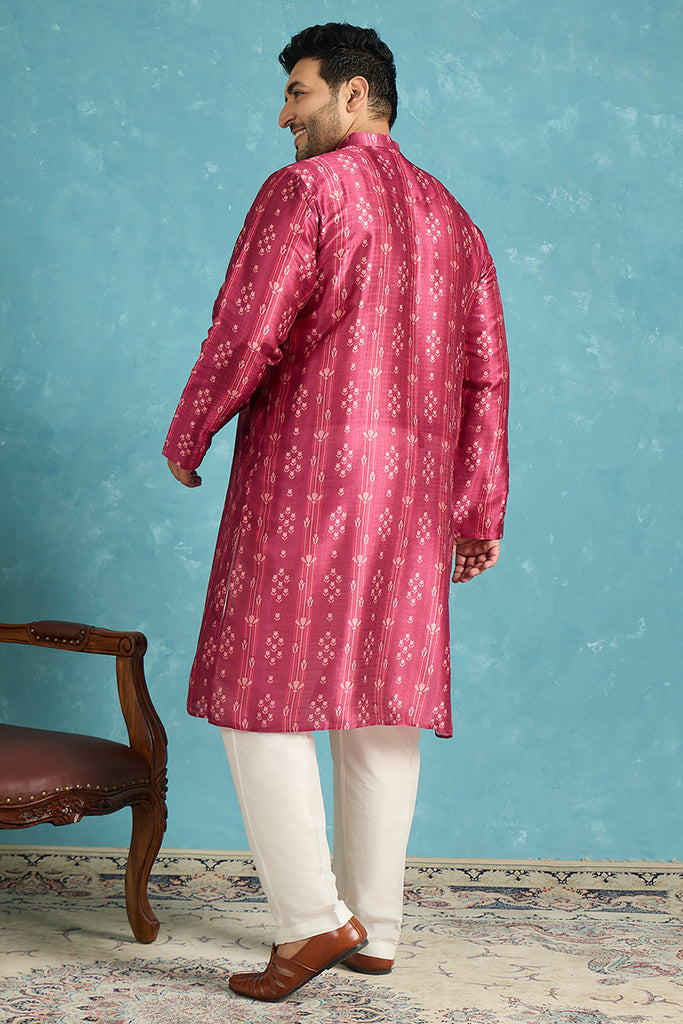 Purple Silk Blend Floral Printed Kurta MKU1930