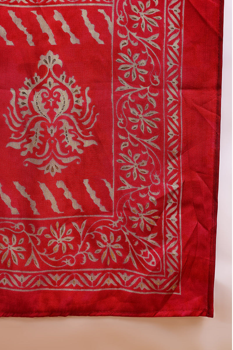 Maroon Silk Blend Ethnic Motifs Printed Straight Suit Set PKSKD2201
