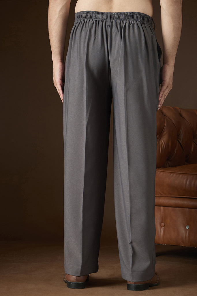 Charcoal Modal Solid Regular Korean Pant MBOT1017