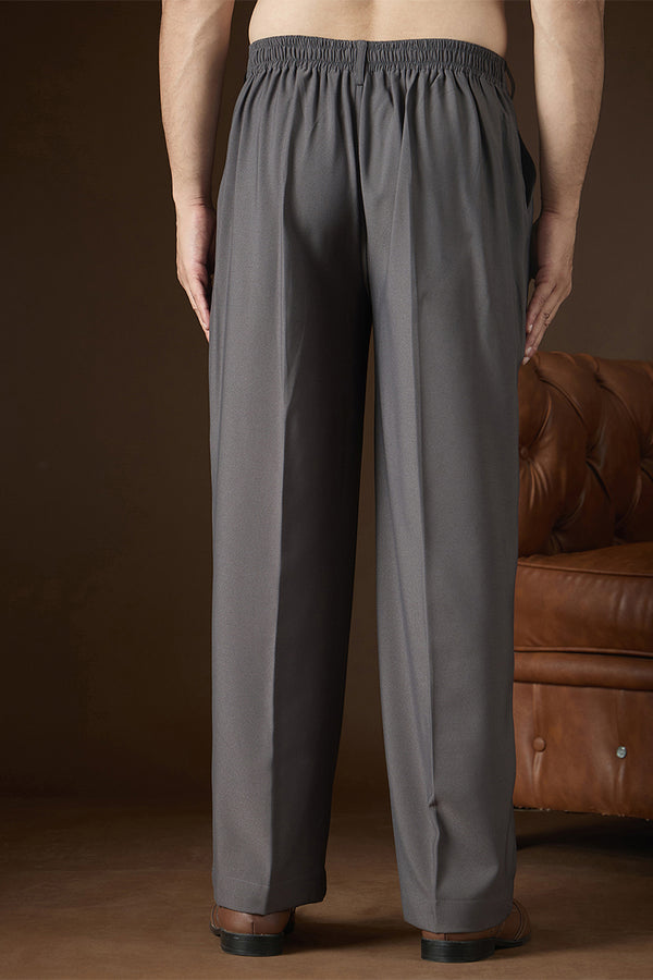Charcoal Modal Solid Regular Korean Pant MBOT1017