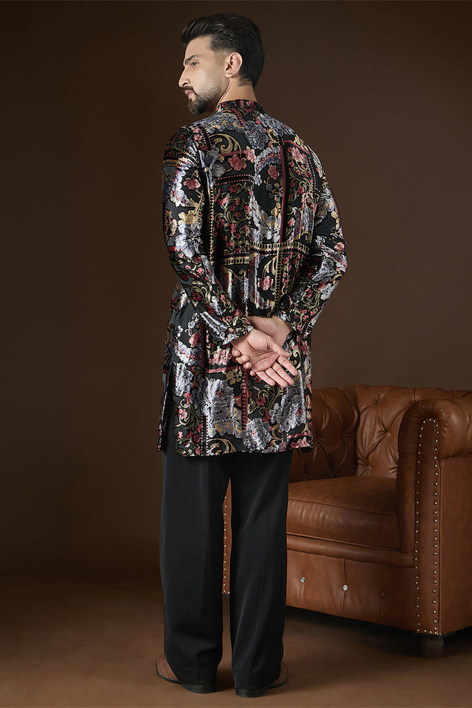 Black Velvet Geometric Printed Kurta MKU2723