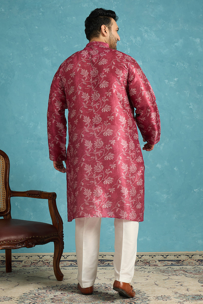 Maroon Silk Blend Floral Printed Kurta MKU1975